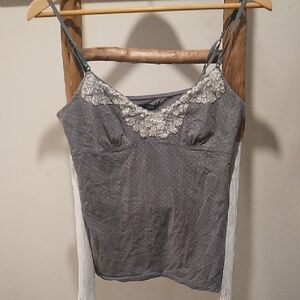 American Eagle Outfitters Gray Camisole with Lace Accents